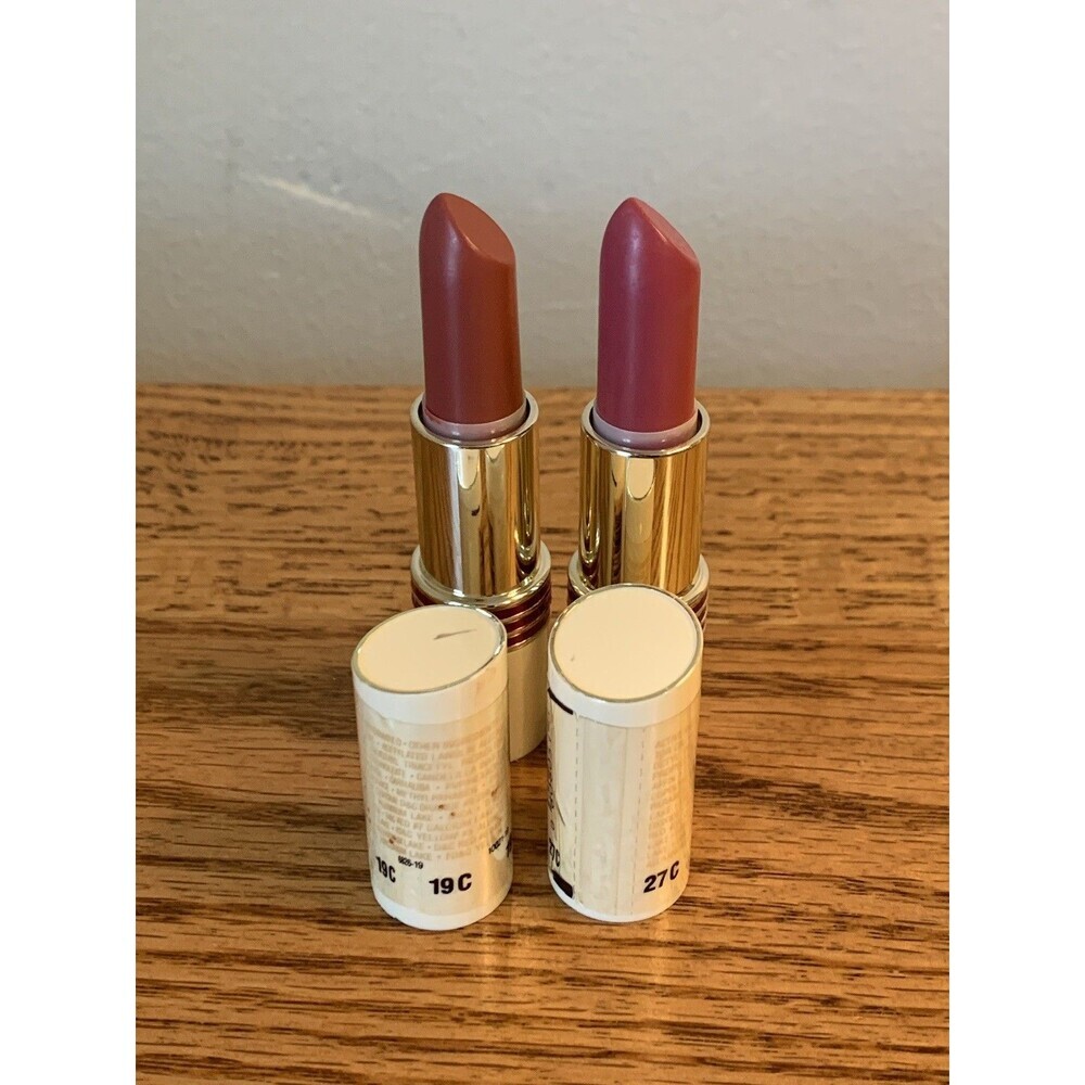 (2) Revlon COLOR SHINE Lipstick Creme WOODSY ROSE MADCAP MAUVE 19 27 VTG New